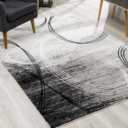 Homeroots 8 x 11 ft. Gray Distressed Swirls Area Rug 393867